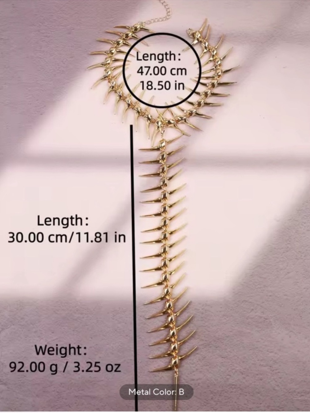 Luxury Gold Spine-Style Back Necklace - Picture 3 of 3
